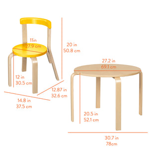 Bentwood Kids Table and Chairs Set, 5-Piece