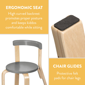 Bentwood Kids Table and Chairs Set, 5-Piece