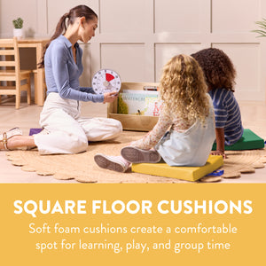 Square Floor Cushions with Handles, 6-Piece
