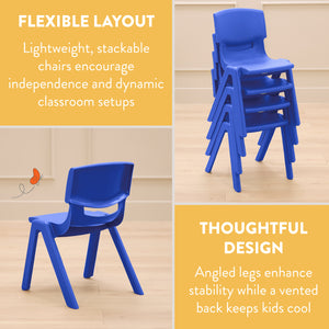 Stackable School Chairs, 14", 4-Pack