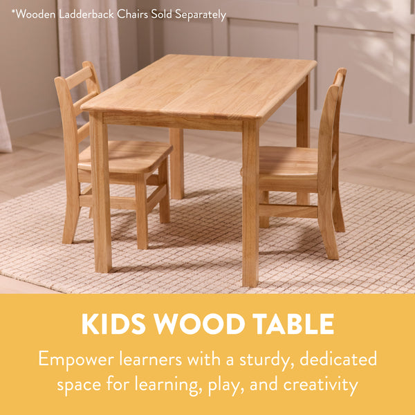 Kids Wood Table, Rectangle,  24in x 36in