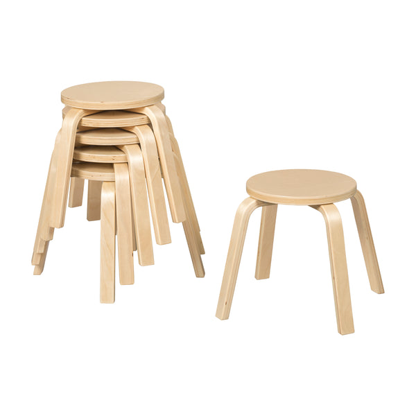 Bentwood Stackable Stools, 6-Piece