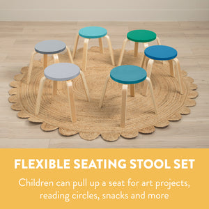 Bentwood Stackable Stools, 6-Piece