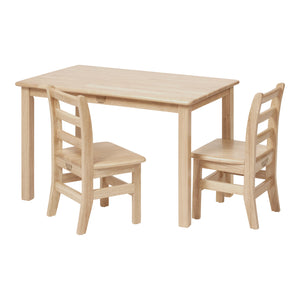 Kids Rectangular Wood Table and 12in Chair Set, 24in x 36in, 3-Piece