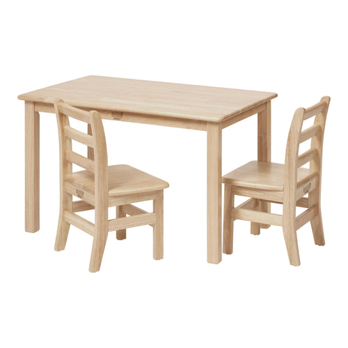 Kids Rectangular Wood Table and 12in Chair Set, 24in x 36in, 3-Piece