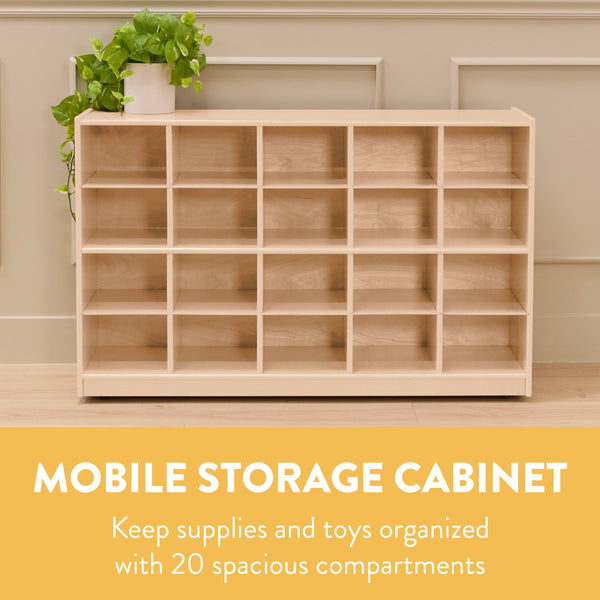 20-Compartment Mobile Cubby Storage Cabinet, 4x5