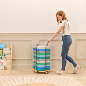 Rolling Cart with Square Floor Cushions, 12-Piece