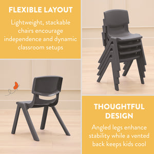Stackable School Chairs, 12", 4-Pack