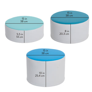 Round Two-Tone Ottomans, 3-Piece