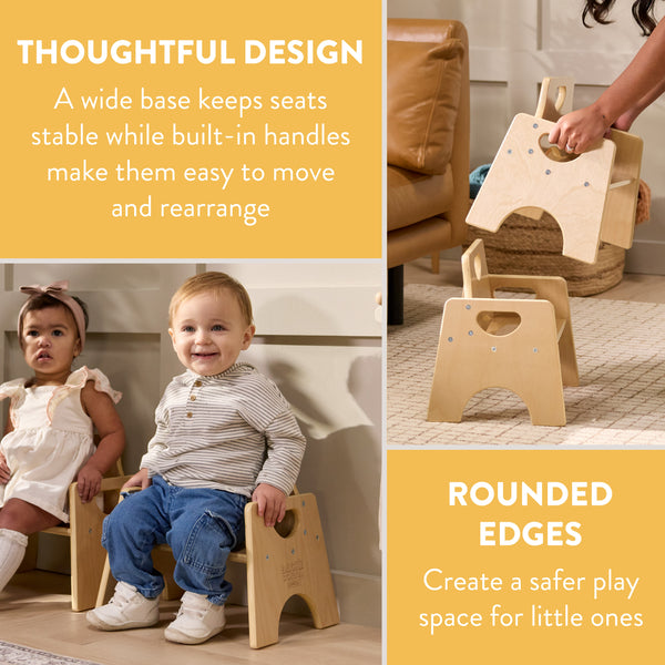 Wooden Toddler Chairs, 2-Pack