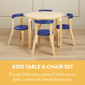 Bentwood Kids Table and Chairs Set, 5-Piece