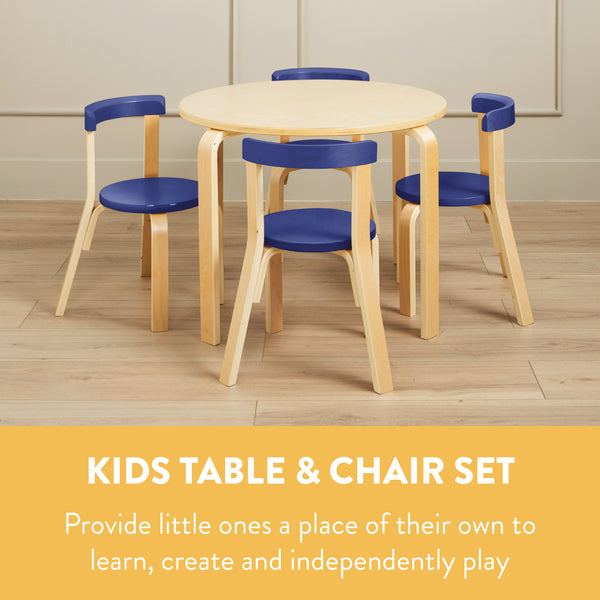 Bentwood Kids Table and Chairs Set, 5-Piece