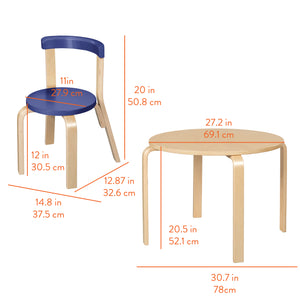 Bentwood Kids Table and Chairs Set, 5-Piece