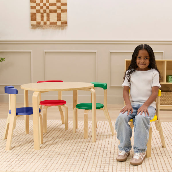 Bentwood Kids Table and Chairs Set, 5-Piece