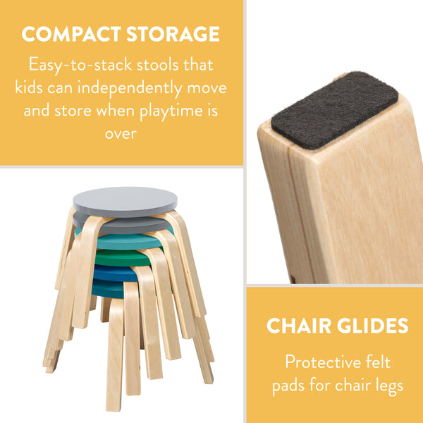 Bentwood Stackable Stools, 6-Piece