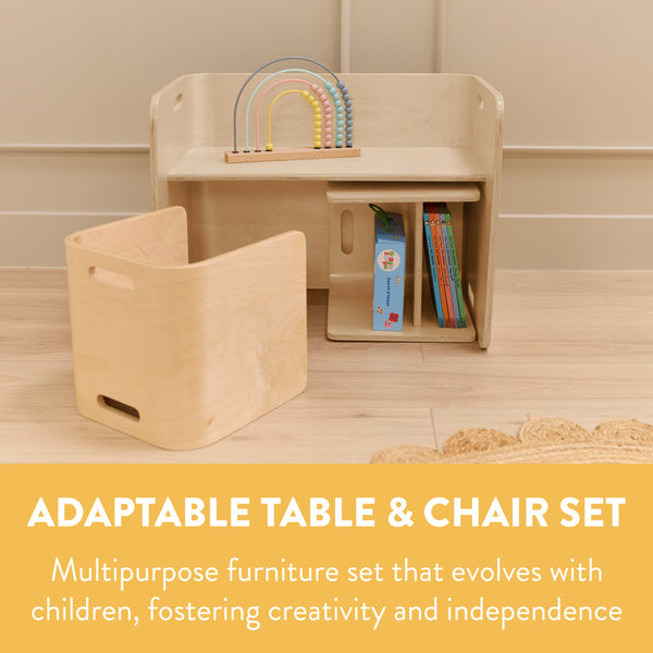 Bentwood Adaptable Kids Table and Chairs Set, 3-Piece