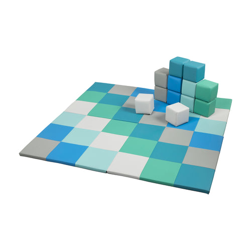 Mosaic Toddler Activity Mat and Building Cubes Set, 13-Piece