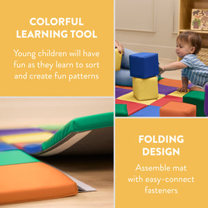 Mosaic Toddler Activity Mat and Building Cubes Set, 13-Piece