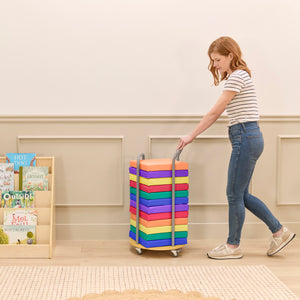 Rolling Cart with Square Floor Cushions, 12-Piece