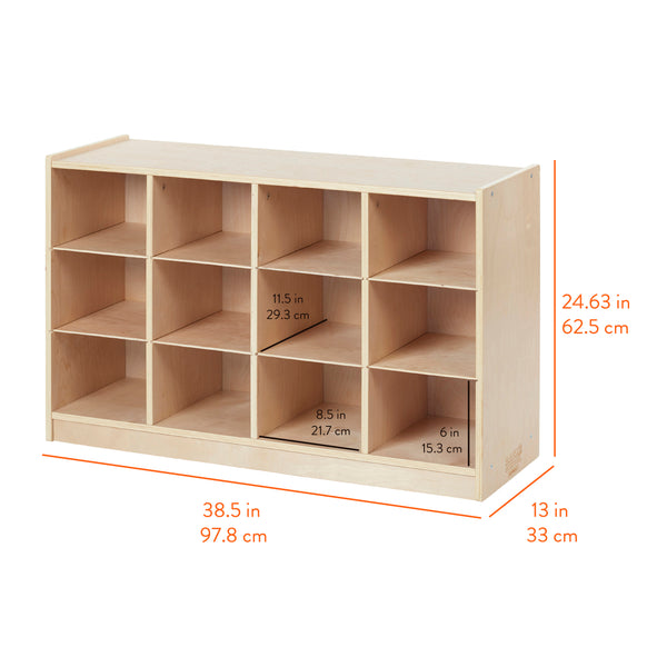 12-Compartment Mobile Cubby Storage Cabinet, 3x4