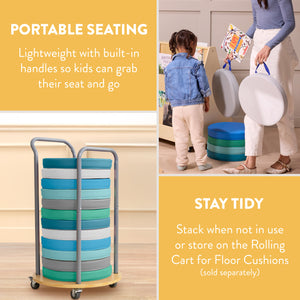 Round Floor Cushions with Handles, 6-Piece