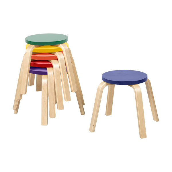 Bentwood Stackable Stools, 6-Piece