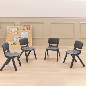 Stackable School Chairs, 12in Seat Height, 4-Pack