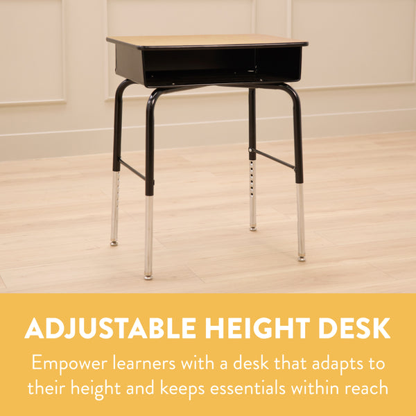 Adjustable Student Desk with Metal Book Box