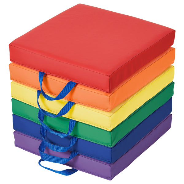 Square Floor Cushions with Handles, 6-Piece