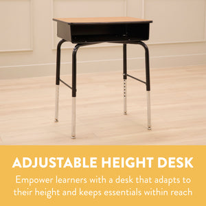 Adjustable Student Desk with Metal Book Box