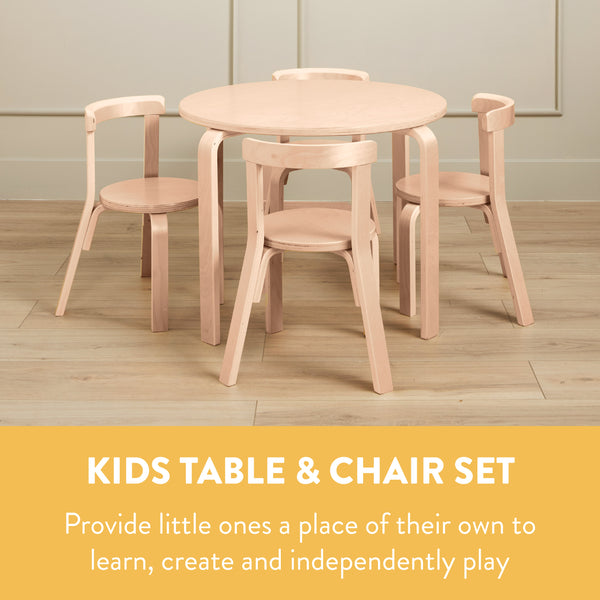 Bentwood Kids Table and Chairs Set, 5-Piece