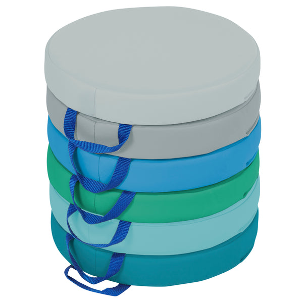 Round Floor Cushions with Handles, 6-Piece