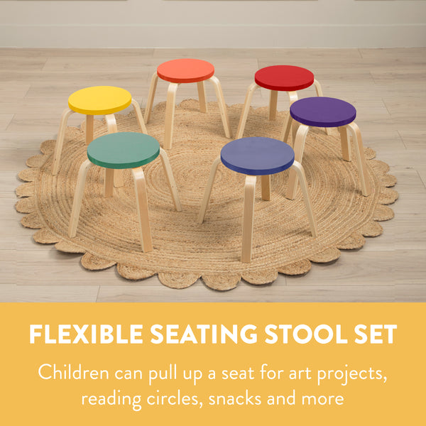 Bentwood Stackable Stools, 6-Piece