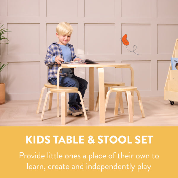 Bentwood Kids Table and Stools Set, 5-Piece