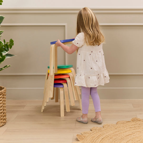 Bentwood Stackable Stool Seating Set, 6-Piece