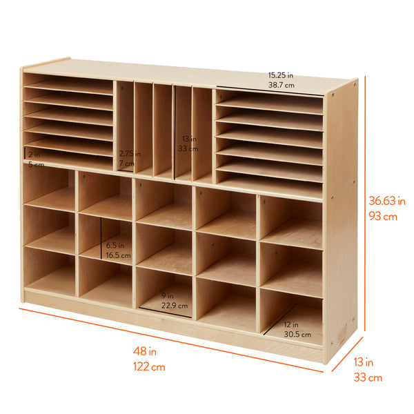 Multi-Function Cubby and Tray Mobile Storage Cabinet