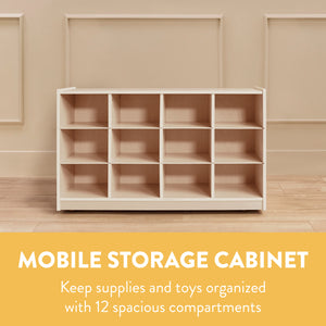 12-Compartment Mobile Cubby Storage Cabinet, 3x4