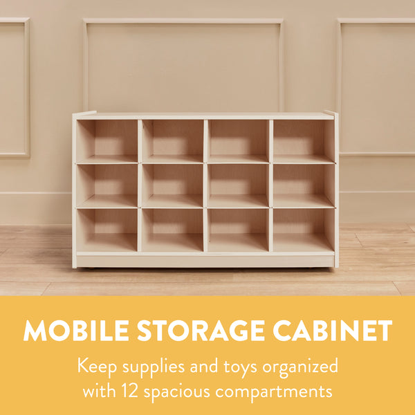 12-Compartment Mobile Cubby Storage Cabinet, 3x4