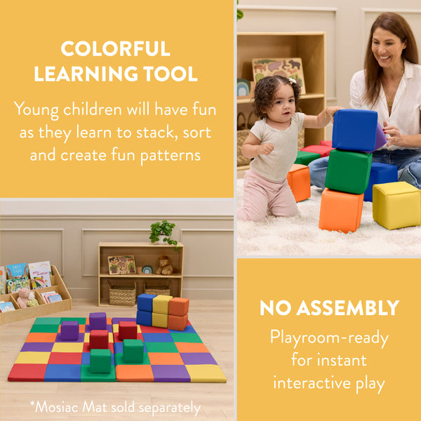Mosaic Toddler Building Cubes, 12-Piece