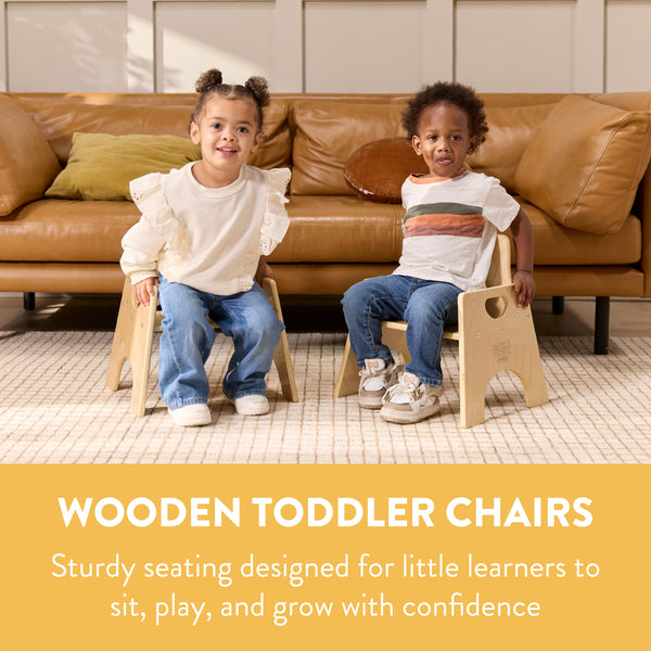 Wooden Toddler Chairs, 2-Pack