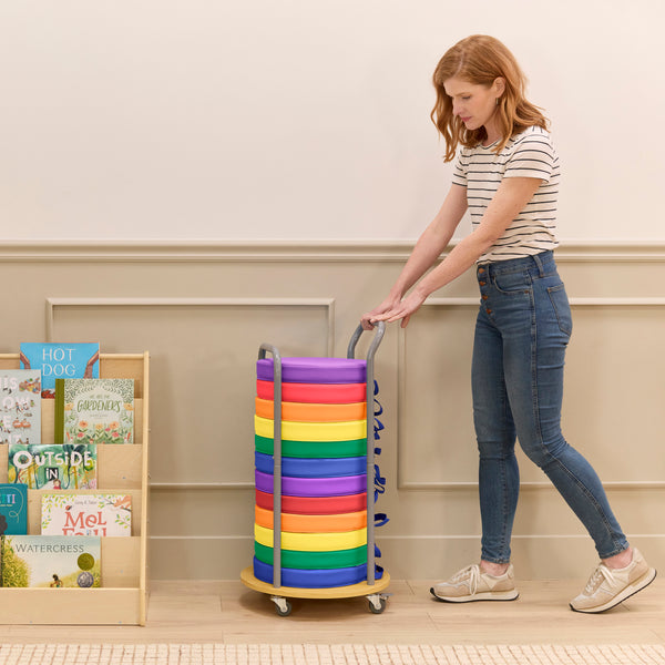Rolling Cart with Round Floor Cushions