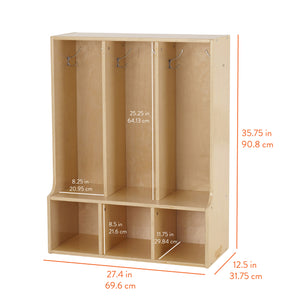 Sleekline 3-Section Toddler-Sized Coat Locker with Bench