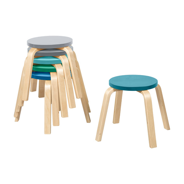 Bentwood Stackable Stool Seating Set, 6-Piece