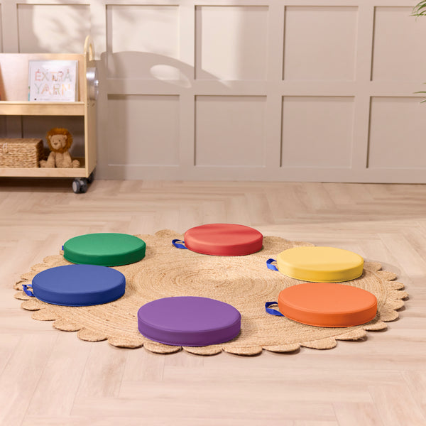Round Floor Cushions with Handles, 6-Piece