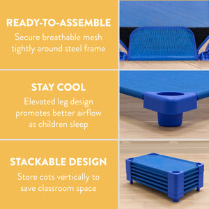 Sleepline Stackable Toddler Cot with Sheet, RTA, 6-Pack