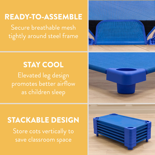 Sleepline Stackable Toddler Cot with Sheet, RTA, 6-Pack