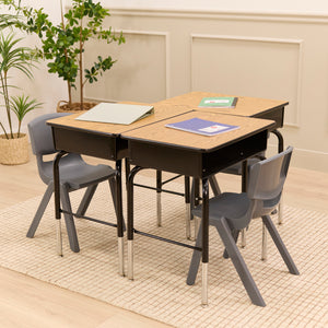 Adjustable Student Desk with Metal Book Box
