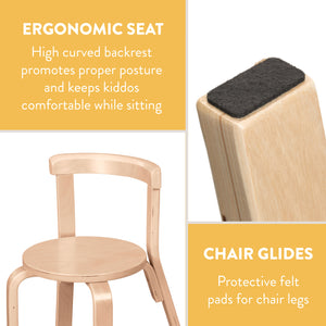 Bentwood Kids Table and Chairs Set, 5-Piece