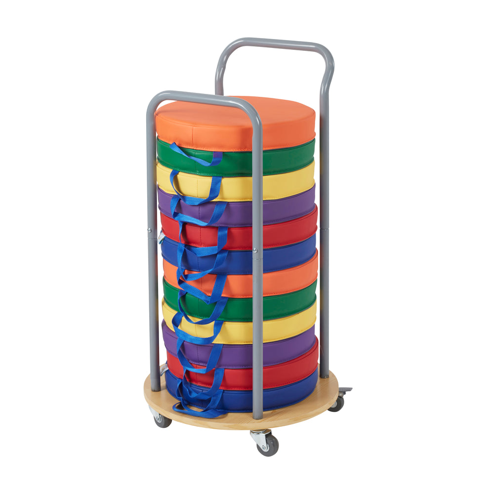 Rolling Cart with Round Floor Cushions