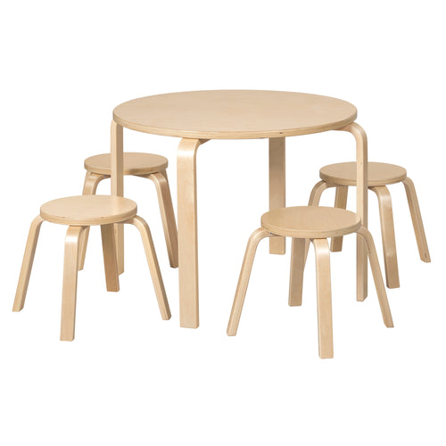 Bentwood Kids Table and Stools Set, 5-Piece